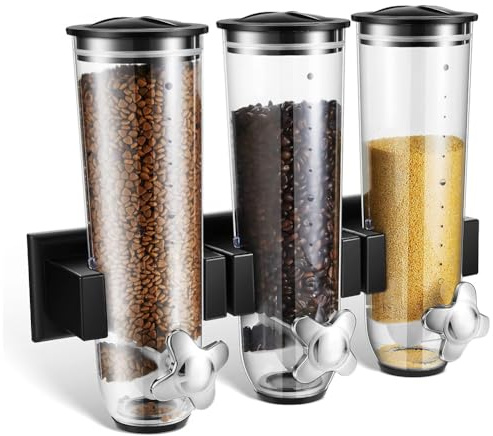 Osmond Dispensador de Dulces de Pared, Dispensador de Cereales Secos Triples, Contenedor de Almacenamiento de Alimentos para Despensa.