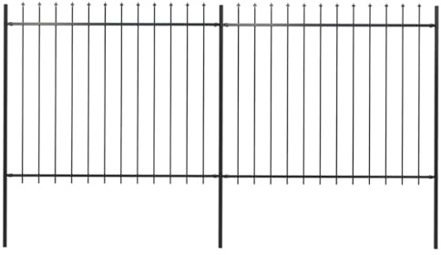 Panneau Brise Vue,Clôture de jardin avec dessus en forme de lance en acier 359 x 150 cm Noir pour I'extérieur pour Jardin, Cour, Fête