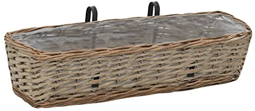 Generico Fioriere da Balcone 2 pz in Vimini con Rivestimento in PE 60 cm,Marrone,2.55kg,246829