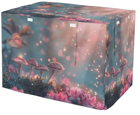 RPLIFE Svamp fjäril blomma hundlåda skydd universell storlek passform (S-XL) husdjurslåda skydd med upprullade sidor, X-Large