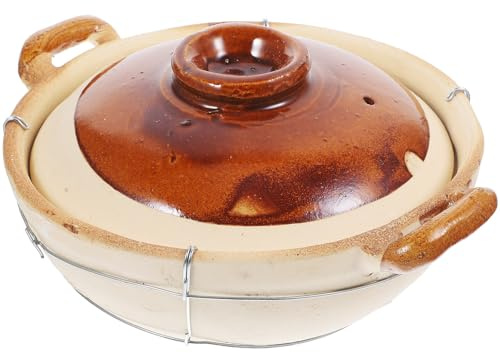 TOYZFRIENDY Olla de Barro China 08L Asas Dobles Blanca Resistente al Calor para Guisar Comida en Hogar y Restaurantes Cacerola Esencial para Cocina Tradicional