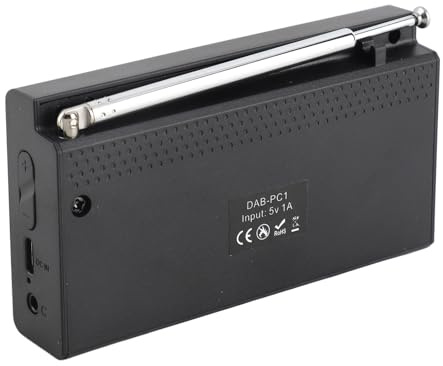 Domary Radio Numérique Portable avec BT, écran LCD, Batterie Rechargeable, Prise en Charge Multilingue, pour la Maison, le Bureau, Radio-réveil élégant
