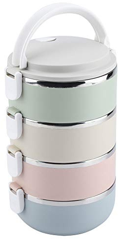 Tomantery Contenitore per Alimenti Box Realizzato in Acciaio Inossidabile di Alta qualità per Picnic Scolastico per Uomini e Donne (Quattro strati 2800ml)