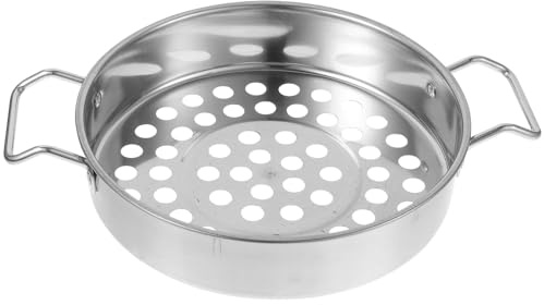 MALUGOGO Colador de Acero Inoxidable Malla Grande y Fondo Plano, Doble Asa, Filtro para Camarones y Utensilio para Cocina Casera y Restaurante de Ollas Calientes