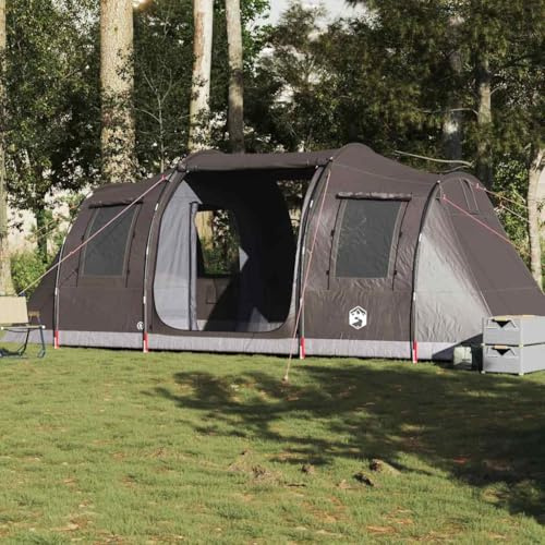 Tunnelzelt 4 Personen, Braun Wasserdichtes Campingzelt mit 2 Schlafkabinen, Leichtes Familienzelt für Outdoor Reisen, 185T Polyester