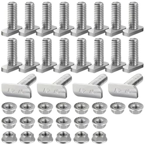 Prterver 40 Piezas de Tornillos de Cabeza de Martillo, Tornillos de Cabeza Cuadrada M8, Tornillos de Cabeza Hexagonal de Unión con para Invernaderos, Generación de Energía.