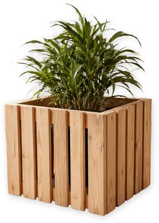 MG Design Jardinera de Madera 36,5 x 38,5 cm – Macetero y Caja para Plantas para balcón, terraza y jardín, portamacetas de Madera Natural