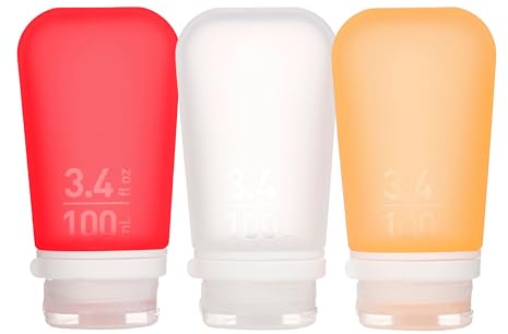 humangear GoToob 071102 Lot de 3 Bouteilles de 100 ML Transparent/Rouge/Orange Taille Unique
