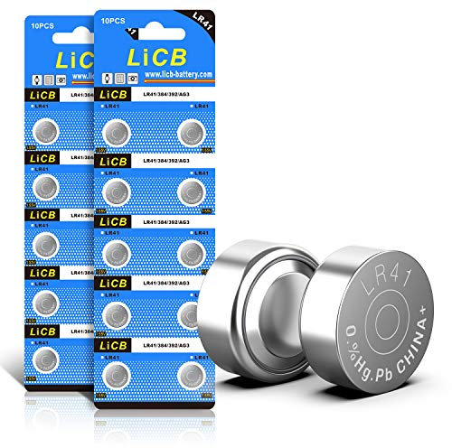 LiCB 20 PCS LR41 AG3 392 192 SR41SW Battery 1.5V Button Coin Cell Batteries