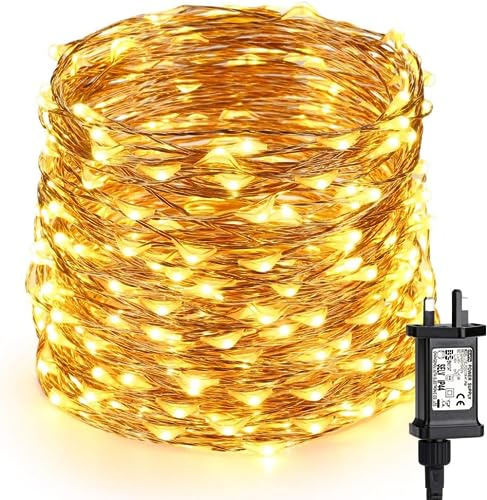 BrizLabs String Lights Mains Powered, 200 LED Copper Wire Lights 65.6ft String Lights Waterproof Firefly Lights Indoor Outdoor for Wedding Party Bedroom Garden Patio Christmas Decoration, Warm White