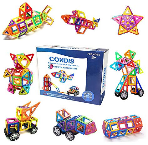 CONDIS Magnetische Bausteine 78 Teile, Magnetspielzeug Magneten Fuer Kinder Magnetbausteine Set Spielzeug Magnetspiele für Geschenk ab 3 4 5 6 7 8 Jahre Junge Mädchen Bauklötze Bausatz