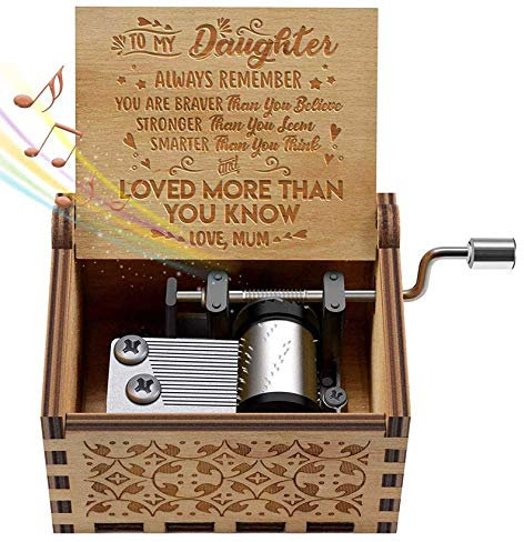 Micteney You Are My Sunshine Daughter Music Box,Mum to Daughter Music Box Mechanism Antique Carved You are My Sunshine Hand Crank Music Box for Mom to Daughter's gift
