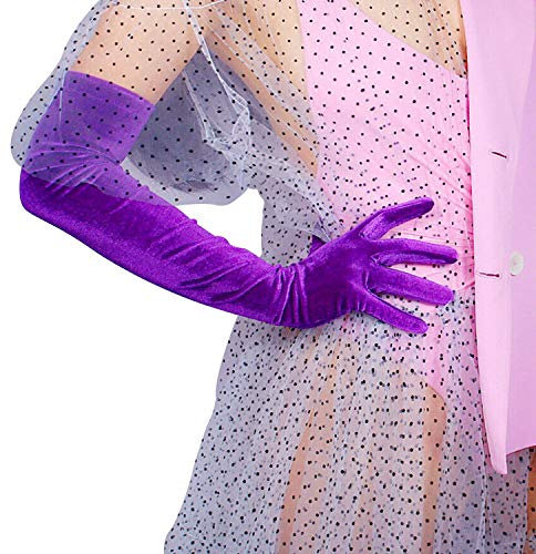 DooWay Women's Opera Velvet Long Gloves Stretchy for Evening Party Proms Costume Purple 24 inches