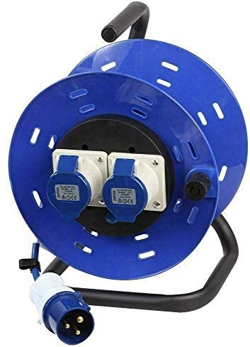 Pro Elec PEL00956 240V 2-Gang Extension Reel, 16A, 25 m, Blue