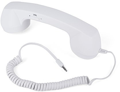 Auriculares - Teléfono con Cable Vintage antirradiación Teléfono Celular de 3,5 mm con micrófono para iPhone(Blanco)