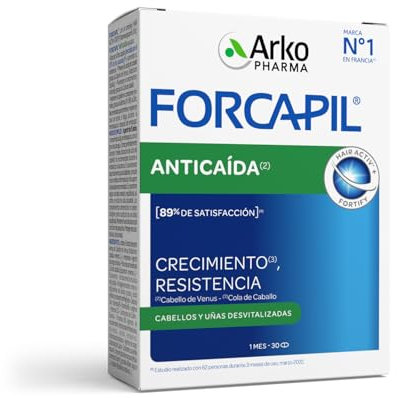 Arkopharma Forcapil Anticaída, Ayuda a Reducir Caída del Cabello, Crecimiento, Resistencia y Anclaje, Alta Concentración en Biotina, Complemento Alimenticio, 30 Unidad (Paquete de 1)