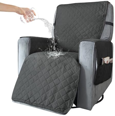 BXFUL Sesselschoner Relaxsessel Sesselauflage Relax,Sofaüberwurf 1 Sitzer Sesselschutz für Hunde Gesteppter Möbel-Schutz für Ledersofa (S,Dunkelgrau)