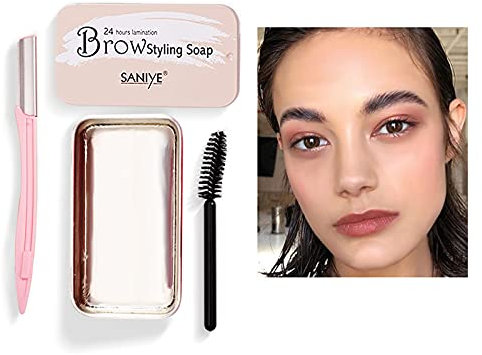 Gel Sourcils Transparent,Sourcils Savon,Ssavon Sourcils Transparent,Gel Fixateur Sourcils Brows Makeup Gel Soap,pour Les Sourcils Gel pour Les Sourcils Imperméable et Durable (Set B)