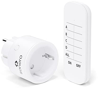 sonero® set di prese wireless 2300 watt | 1x telecomando, 1x presa per uso interno, portata 30 m, design compatto, bianco