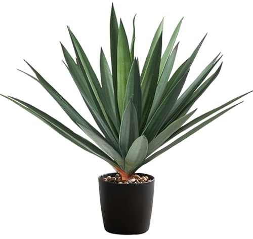 Agave Artificial Planta de Agave Artificial de 40 cm (16 Pulgadas) Planta de para Exteriores con 33 Hojas texturizadas suculenta de bajo Mantenimiento para Interiores y Exteriores.