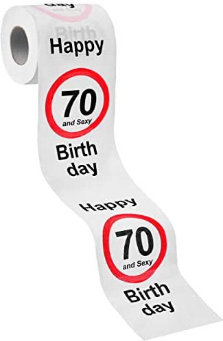 Balinco Toilettenpapier Geschenk, Klopapier Happy Birthday Deko, Lustige Geschenkideen zum Geburtstag, Geburtstagsgeschenk für Frauen/Männer, 250 Blatt (70)