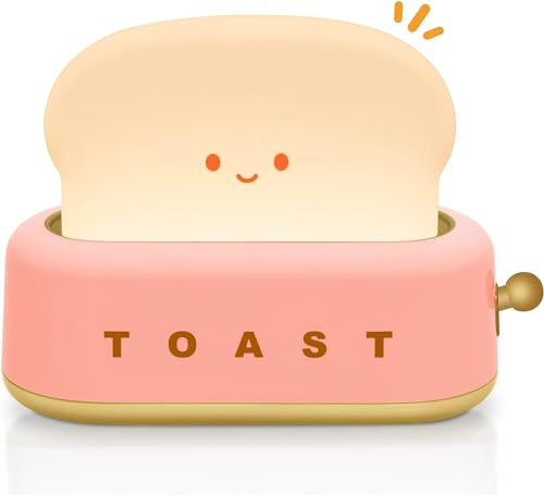 WUYOR Bonita lámpara de tostada, luz nocturna de pan recargable, luz nocturna portátil para niños, brillo ajustable, lámpara de noche bonita decoración de habitación para adolescentes y niñas,