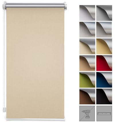 Zero Home - Premium Verdunklungsrollo Ohne Bohren I Klemmrollos für Fenster und Türen Thermorollo I Klemmfix Rollo I Sichtschutz und Sonnenchutz I Blackout I 35x150cm - Beige