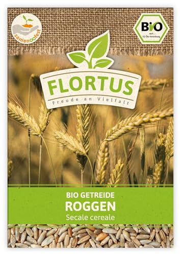 FLORTUS BIO Roggen Getreide Samen 75g | Alte Sorten Urgetreide zur Herstellung von Mehl Sauerteig Brot Roggengras & Microgreens | Sprossen Samen