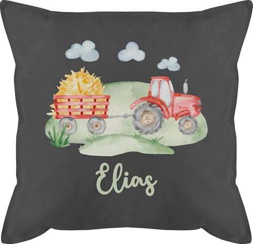 Kissen 50x50 - Traktor Trecker Bauer Schlepper Landwirtschaft Bulldog - 50 x 50 cm - Grau - junge traktorkissen tractors tractor polster bauernhof personalisierte traktoren und name personalisiertes