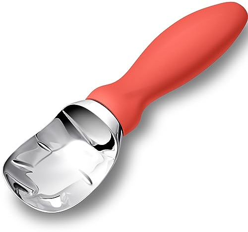Rainspire Ice Cream Scoop Stainless Steel with Comfortable Handle, Ice Cream Scooper Heavy Duty, Ice Cream Spade Great for Spooning Frozen Hard Gelato and Sorbet, Cookie Dough, Melon, Orange
