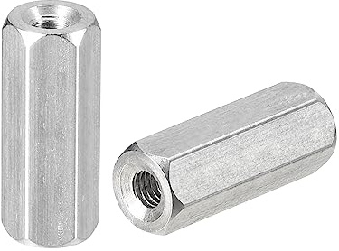 sourcing map 5 Stück Langen Sechskantmuttern M3 x 0.5 Abstand 16mm Länge Kupplung Muttern 304 Edelstahl Metrisch Sechskant Stab Kupplung Muttern