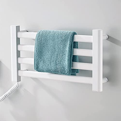 Scaldasalviette elettrico, scaldasalviette a parete Scaldasalviette caldo in acciaio inossidabile 304 per bagno Scaldasalviette elettrico portatile in alluminio con 4 e 7 barre riscaldate (Bianco