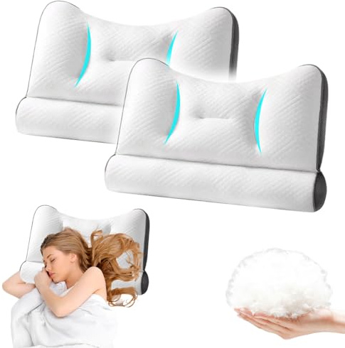 äußerst bequemes, ergonomisches Nackenstützkissen, Ergonomisches Schlafkissen, Orthopädisches Kissen Für Nacken- Und Schulterschmerzen, Kopfkissen Für Seiten- Und Rückenschläfer (40*60cm Schwarz*2)