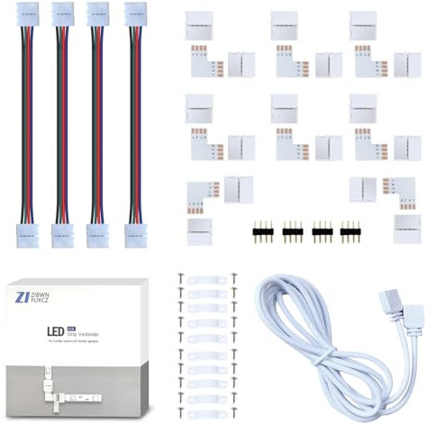 LED Strip Verbinder, Verlängerung, Eckverbinder, LED Streifen Befestigungsclips, Für 10mm 4 Polig RGB 5050 LED Strip Mit Verbinder Set