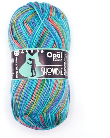 Opal Showbiz (425m) 4-Ply Yarn - Wool-Blend, for Knitting Warm Socks with a Unique Colour Patterns, 11394, 1 x 100g