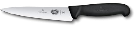 Victorinox Fibrox Kochmesser, Breites Universalmesser für Obst und Gemüse, 15 cm, Gerade Klinge, Scharf, HACCP geeignet, Rutschfest, Schwarz