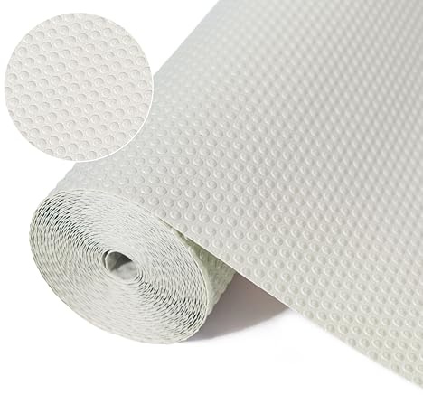 Schubladenmatte 44cm x 600cm Antirutschmatte Schubladen Matte Schubladeneinlage Eva Wasserfest Nicht Klebende Unterlage Teppich für Küchenschränke, für Kühlschrank Regale, Zuschneidbar, Hellgrau
