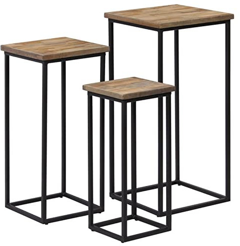 Rantry 3-teiliges Set Pflanztische aus recyceltem Teakholz, Couchtisch, Wohnzimmertisch, Tisch für Büro, Schlafzimmer, Garten, Dekoration für Möbel