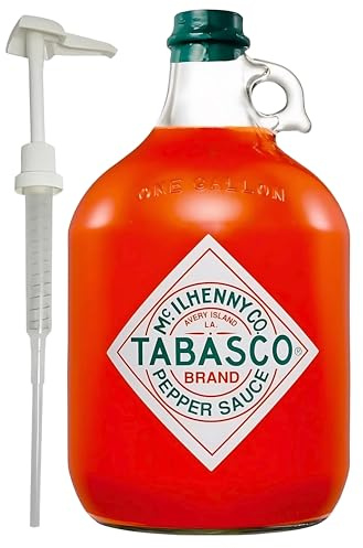 Tabasco Original Red - Salsa al peperoncino, 3780 ml, la bottiglia più grande in commercio, formato convenienza, 25 volte più grande, perfetta per la gastronomia e come regalo (originale + pompetta)