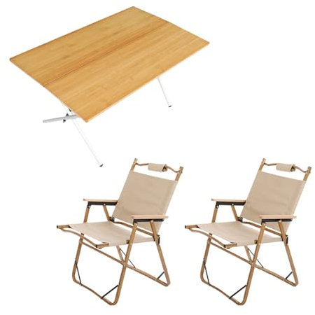 80 cm Langer, zusammenklappbarer Campingtisch mit 2 Stühlen, tragbarer Picknicktisch und Stuhl-Set mit Tragetasche zum Kochen im Freien, im Garten oder beim Tailgating