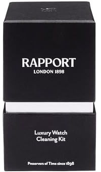 Rapport Watch Cleaning Kit – Maintenance Wristwatch Care Cleaning Cloth, Stainless Steel Leather Remove Dirt Spray, Gentle Clean Microfiber Cloths & Detailing Brush For Gold, Silver & Metal Watches
