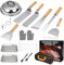 RUINENGDA Teppanyaki Kit Barbecue Set en Acier Inoxydable, Accessoire Spatule Plancha, Ustensiles Barbecue pour Grils Blackstone et Grils à Gaz (34PCS)