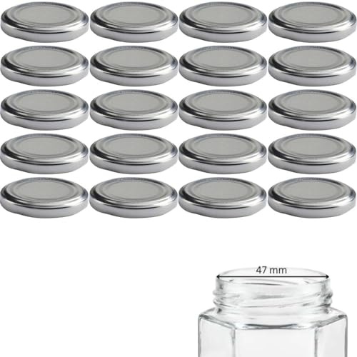 mikken 20 Deckel TO 58/6 cm für Gläser Marmeladengläser Twist-Off Ersatzdeckel Schraubdeckel für Einmachgläser Farbe Silber