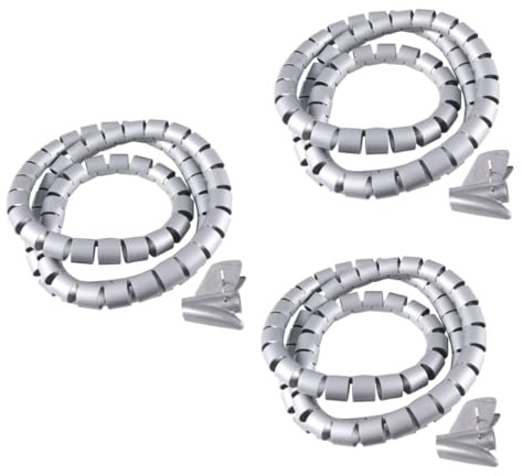 Gadpiparty Lot de 3 Gaines de Rangement pour Câbles 150 Cm Gris pour La Maison Et Le Bureau