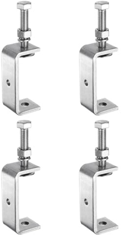 sourcing map 4pcs 304 Stainless Steel C Clamps 2.95 (75mm) Wide Jaw Opening Wood Clamps Metal U Beam Clamp for Woodworking Welding Building Household Mounting