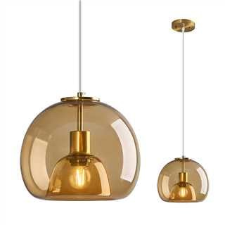 ZYBWL Cognac Glas Hängeleuchten Kücheninsel Gold Pendelleuchte Moderne Hängelampe 1-flammig E27 Retro Hängeleuchte für Schlafzimmer Kücheninsel Esszimmer