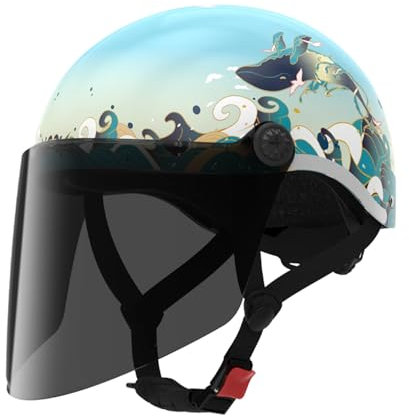 retrò Casco Scodella Portatile Mezzi Caschi Jet, Mezzo Casco da Motociclista Vintage Caschi Caschi Casco A Scodella Scooter Motorino ECE Omologato Mezzo Elmetto da Moto retrò
