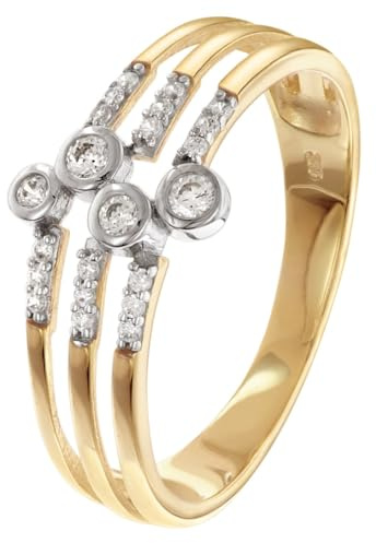 GLIZZ Damenring Gold 333/8K Bicolor mit Zirkonia GL8754 | elegantes Schmuckstück für modische Frauen, zauberhaftes Accessoire