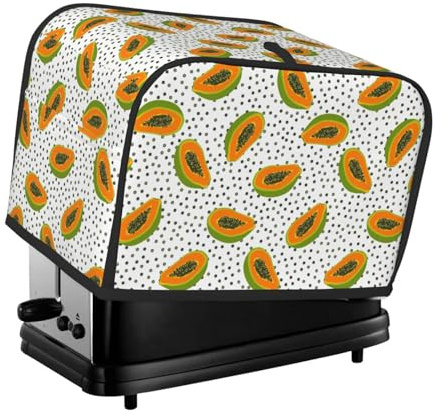 Copertura per tostapane a 2 fette, verde papaya a pois, con tasche per piccoli elettrodomestici da cucina, protezione dalle impronte digitali, lavabile in lavatrice