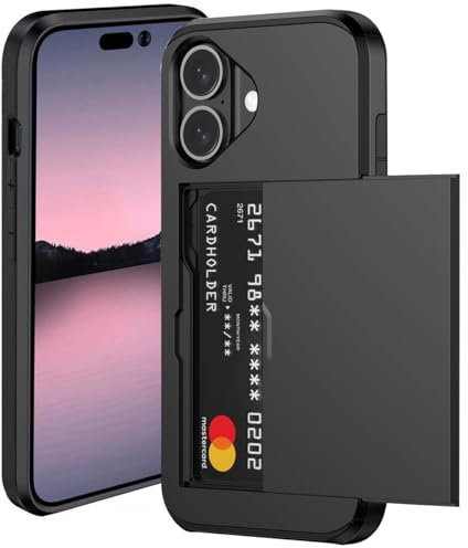 Cesryorsis pour iPhone 16 Coque avec Porte-Carte, Silicone TPU étui de téléphone, Ultra Mince, Souple, Antichoc Housse de Protection，Bumper Cover for iPhone 16